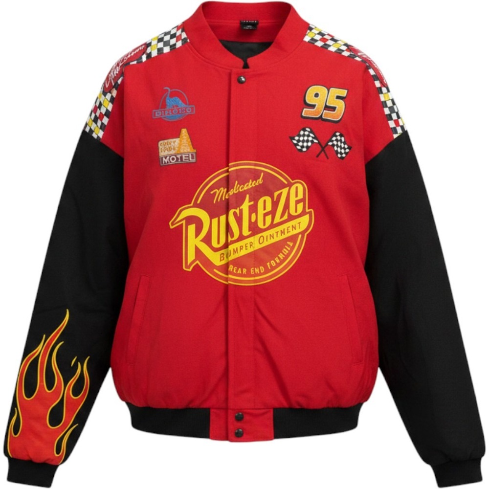 BoxLunch Pixar Cars Racing Jacket Mens 3X Lightning McQueen Rust-eze Red Black